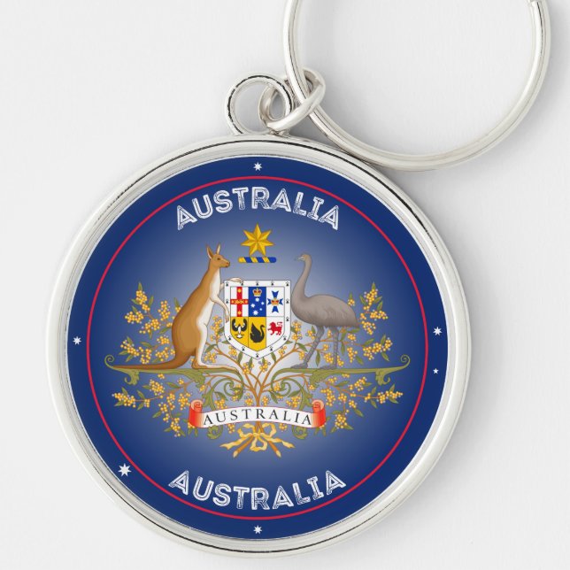 Llavero Escudo de armas de Australia en forma circular (Frente)