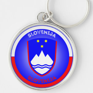 Llavero Escudo de armas de Eslovenia en forma circular 