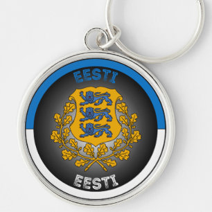 Llavero Escudo de armas de Estonia en forma circular