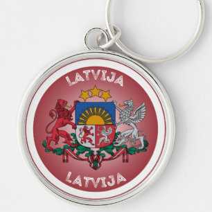 Llavero Escudo de armas de Letonia en forma circular 