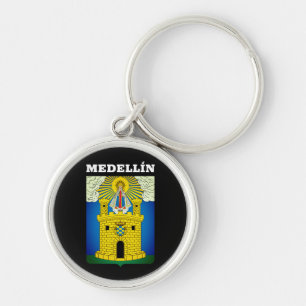 Llavero Escudo de armas de Medellín, cadena clave de Colom
