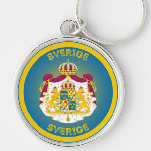Llavero Escudo de Armas de Suecia en Forma Circular