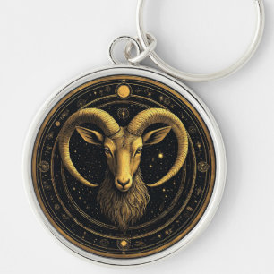 Llavero Escudo Dorado de Aries del Zodiaco