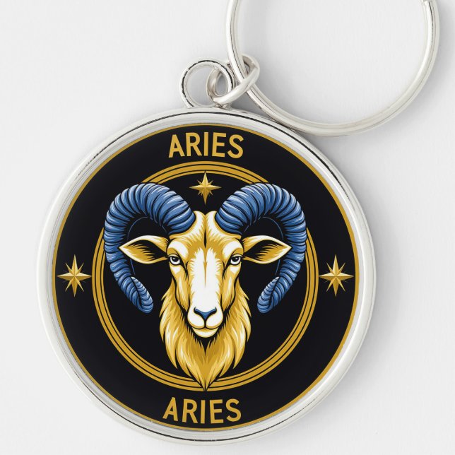 Llavero Escudo Dorado de Aries del Zodiaco (Frente)