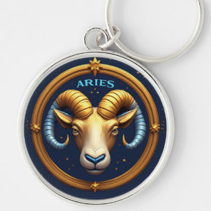 Llavero Escudo Dorado del Zodiaco de Aries