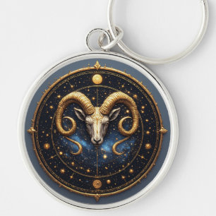 Llavero Escudo dorado del zodiaco de Aries