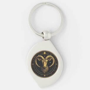 Llavero Escudo dorado del zodiaco de Aries
