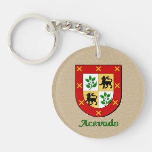 Llavero Escudo familiar Acevado y bandera mexicana