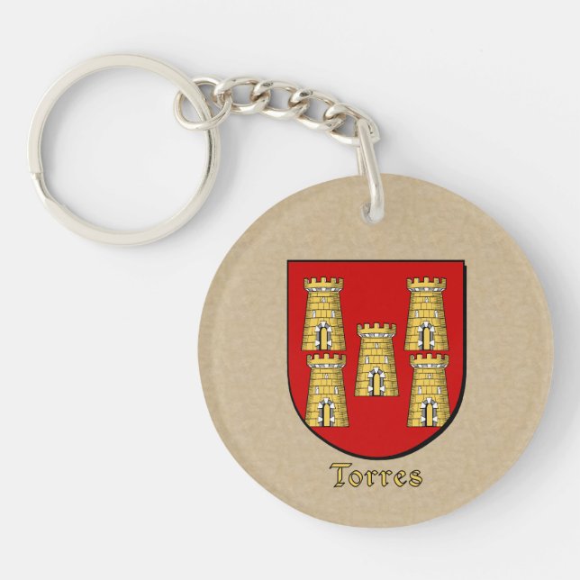 Llavero Escudo histórico de Torres y bandera española (Frente)
