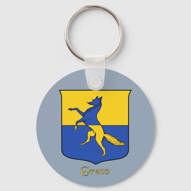 Llavero Escudo histórico del apellido italiano Greco (Anverso)