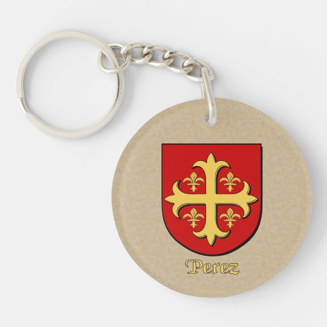 Llavero Escudo histórico Pérez y bandera española (Frente)