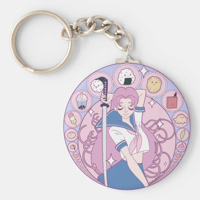 Llavero Escuela de anime rosa de Japón Art Nouveau (Frente)