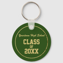 Llavero Escuela de Graduación y Año Verde y Dorado