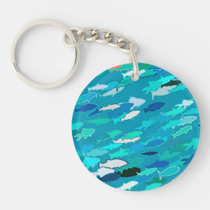 Llavero Escuela de Peces, Turquesa, Azul y Aqua