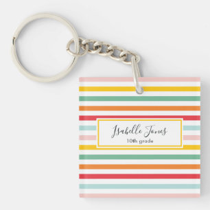 Llavero escuela personalizada de rainbow stripe de colores