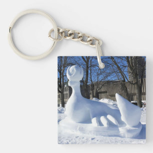 Llavero Escultura de nieve de foca, Quebec, Canadá