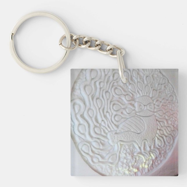 Llavero Escultura de nieve de pavo real, Hotel de Glace, Q (Frente)