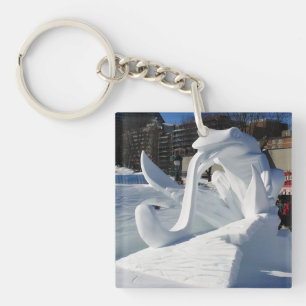 Llavero Escultura de nieve de rana, Quebec, Canadá