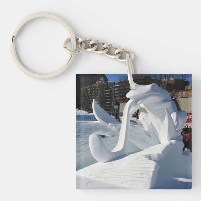 Llavero Escultura de nieve de rana, Quebec, Canadá (Frente)