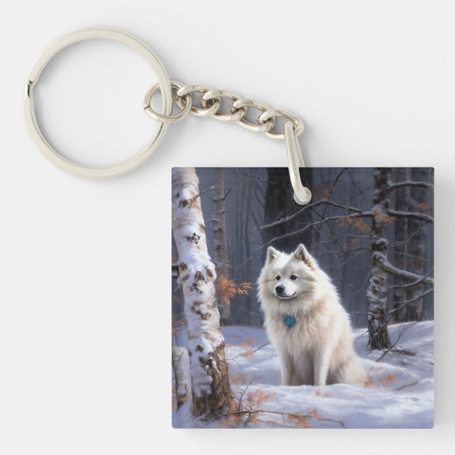 Llavero Eskimo Americano Deja que nieve Navidad (Frente)