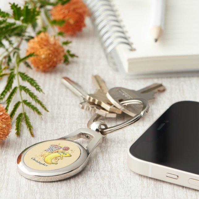 Llavero Eslam bananero desenfreno tema energético frutícol (Lateral)