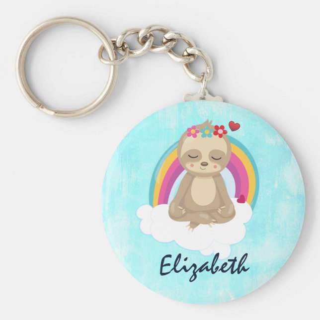 Llavero Eslogan marrón, meditando en una nube (Frente)