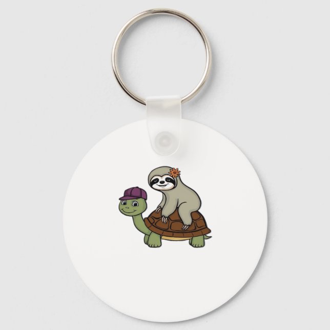 Llavero Eslogan montando una tortuga clásica camiseta (Anverso)