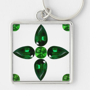 Llavero Esmeralda Gemstone Art, Green Keychain