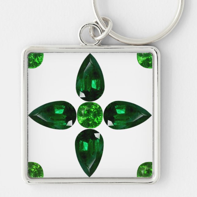 Llavero Esmeralda Gemstone Art, Green Keychain (Frente)