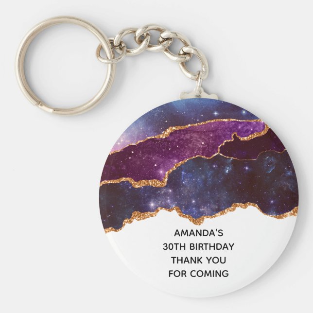 Llavero Espacio azul y púrpura y estrellas Adulto moderno  (Frente)