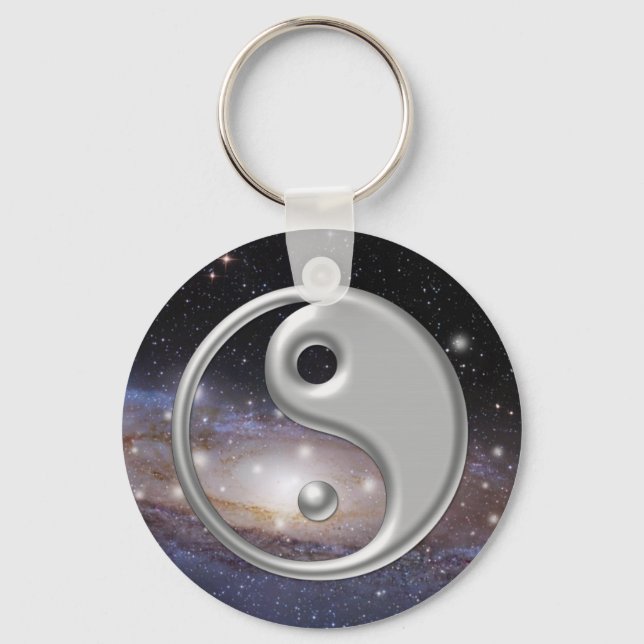 Llavero Espacio de galaxia Ying Yang Silver (Anverso)