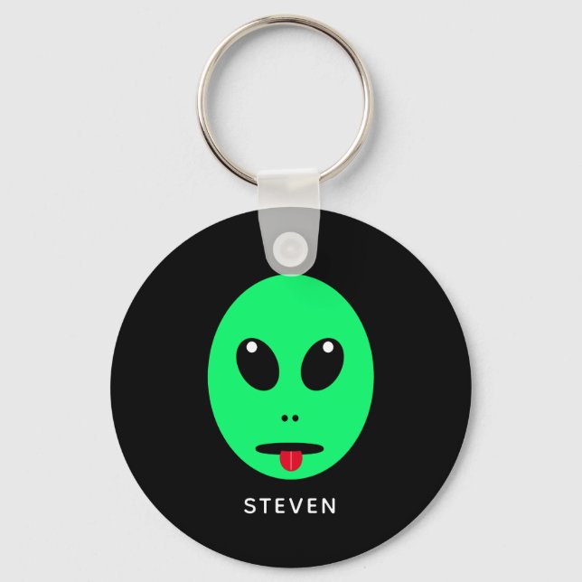 Llavero Espacio divertido Alien Verde Negro Personalizado (Anverso)