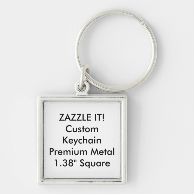 Llavero Espacio en blanco metalizado cuadrado de encargo (Frente)