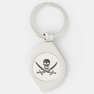 Llavero Espadas de cráneo de obsidiana Bandera pirata de C
