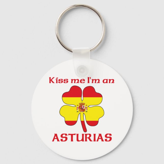Llavero Español personalizado me besa yo soy asturias (Anverso)