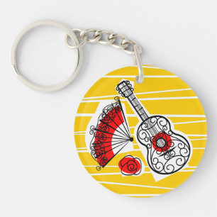 Llavero Español Souvenirs Texto keychain acrílico redondo