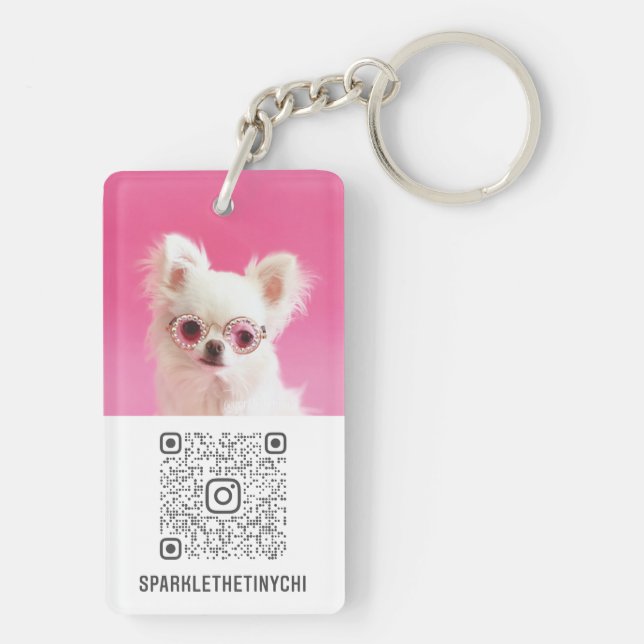 Llavero Esparkle | Foto Personalizado Código QR de medios  (Atrás)