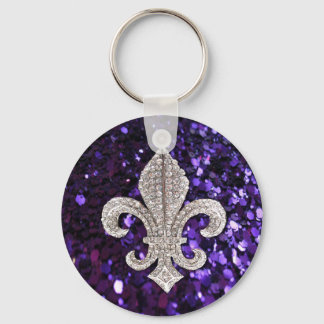 Llavero Esparkle jewel Fleur De Lis Purple
