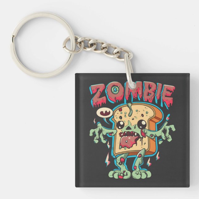 Llavero Espectacular regalo de Halloween con tostada zombi (Frente)