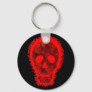 Llavero Espectros de cráneo Gran cadena de teclas Rojas