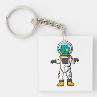 Llavero espeluznante personaje de caricatura de astronauta