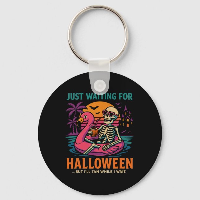 Llavero Esperando A Halloween Funny Skeleton Tee (Anverso)