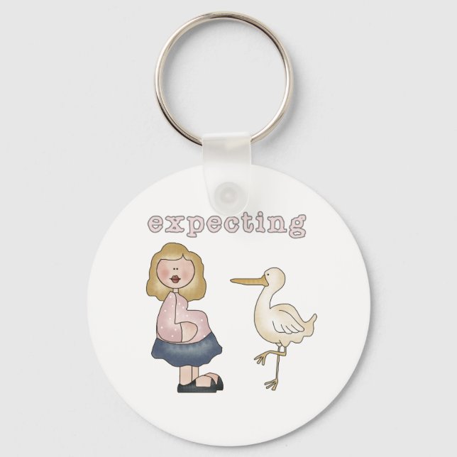 Llavero Esperando bebé - Camisetas de cigüeña y regalos (Anverso)
