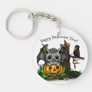 Llavero Esperando Halloween , Cute Bat y Raven