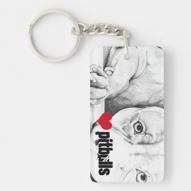 Llavero Esperando pacientemente (pitbulls cardíacos) (Frente)