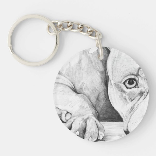 Llavero Esperando pacientemente (pitbulls cardíacos) (Frente)