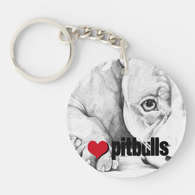 Llavero Esperando pacientemente (pitbulls cardíacos) (Frente)