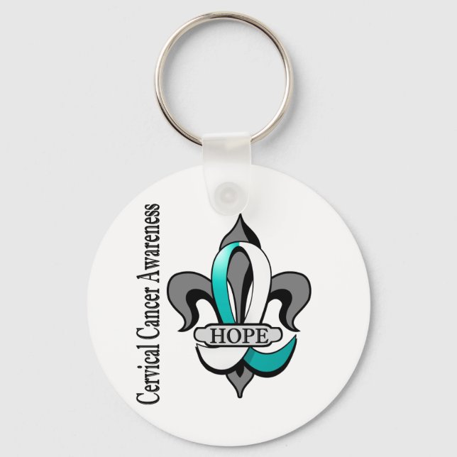 Llavero Esperanza de Fleur De Lis Cáncer Cervical (Anverso)