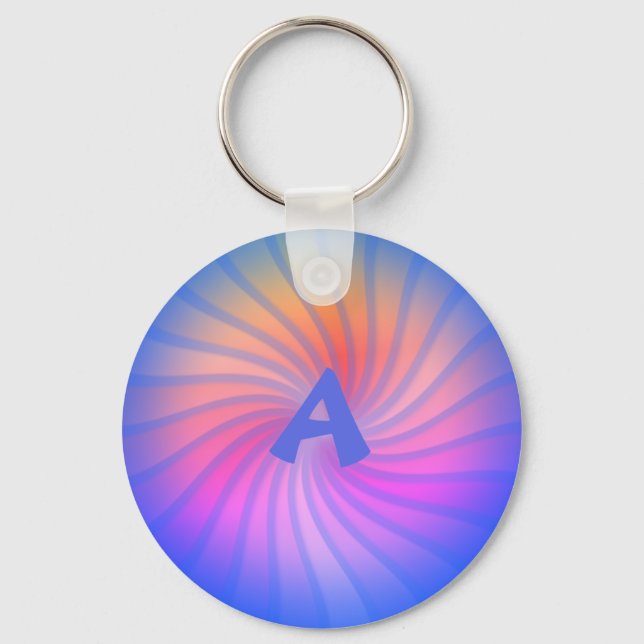 Llavero Espiral arcoiris azul - Personalizable (Anverso)