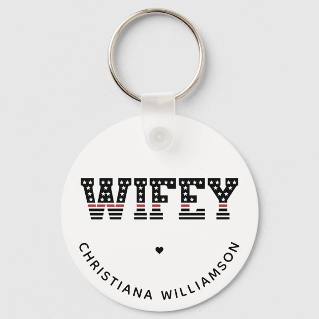 Llavero Esposa de bomberos delgada de la línea roja bomber (Anverso)